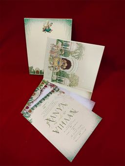 Teal Ganesha Wedding Invitation Card (111011) thumbnail 2