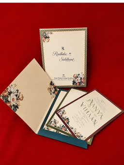 Royal Blue Floral Wedding Invitation Card (111012) thumbnail 2