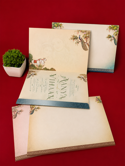 Royal Peacock Krishna Wedding Invitation Card (111015) thumbnail 4