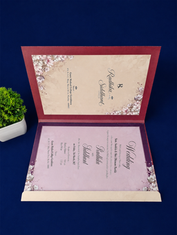 Maroon Floral Wedding Invitation Card (111016) thumbnail 4