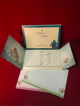 Teal Blue Radha Krishna Wedding Invitation Card (111017) thumbnail 4