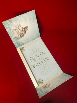 Teal Blue Radha Krishna Wedding Invitation Card (111017) thumbnail 5
