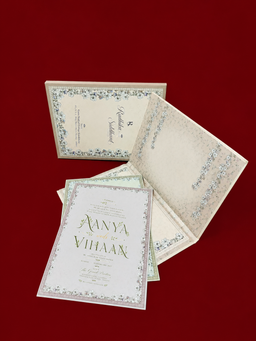 Ivory Floral Ganesha Wedding Invitation Card (111019) thumbnail 2