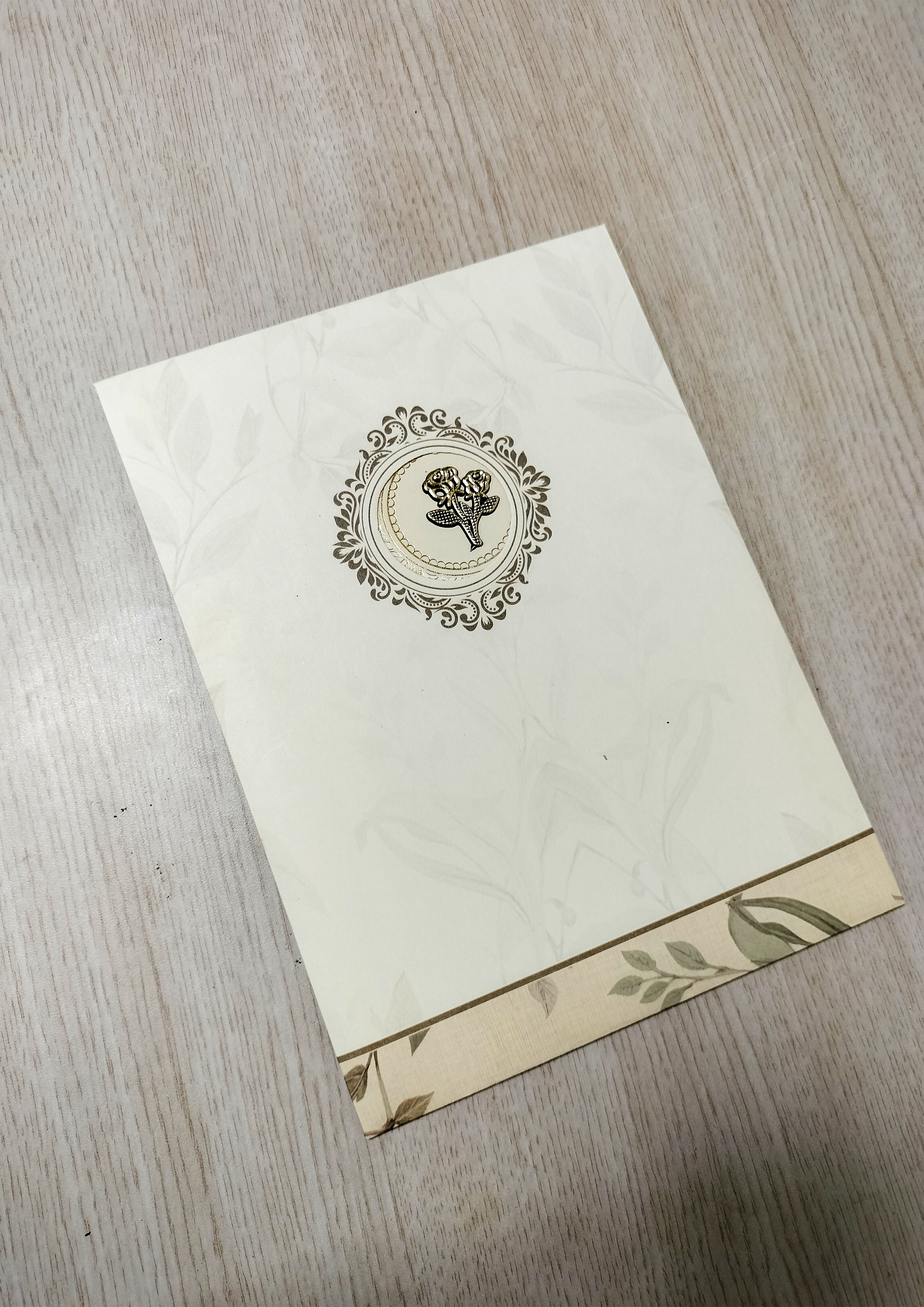 Cream and Beige Wedding Invitation Card with Floral Patterns and Botanical Leaf Design (313076) — photo 3