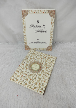 Cream Floral Paisley Pattern Wedding Invitation Card with Central Mandala Medallion (AC-503) thumbnail 1