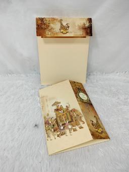 Royal Indian Elephant Procession Beige and Brown Wedding Invitation Card (AC-507) thumbnail 1