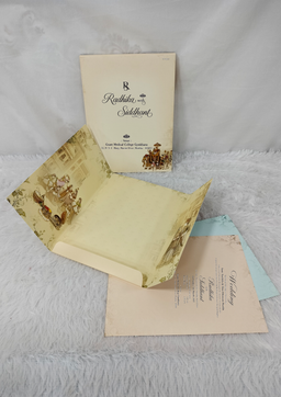 Royal Indian Elephant Procession Beige and Brown Wedding Invitation Card (AC-507) thumbnail 2