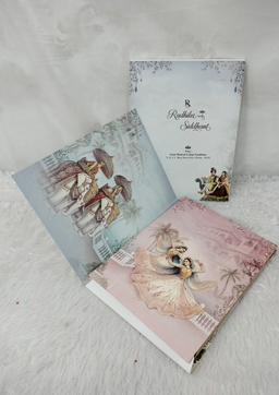 Royal Indian Couple Illustration Wedding Card with Palace Backdrop (AC-511) thumbnail 2