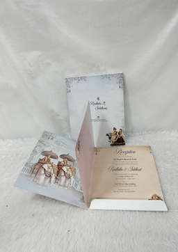 Royal Indian Couple Illustration Wedding Card with Palace Backdrop (AC-511) thumbnail 4
