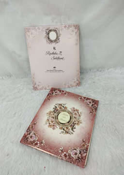 Elegant Dusty Rose Floral Wedding Invitation Card with Vintage Frame Motif (AC-522) thumbnail 1