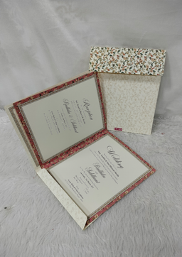 Cream Floral Patterned Wedding Invitation Card with Ornamental Border Frame (AC-523) thumbnail 2
