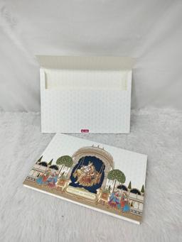 Traditional Radha Krishna Swing Illustration Cream Wedding Invitation Card (AC-526) thumbnail 1