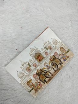 Royal Indian Wedding Card with Elephant Procession and Palace Artwork (AC-531) thumbnail 4