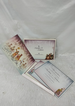 Pink and Purple Royal Couple Illustration Wedding Card with Decorative Elephants (AC-532) thumbnail 4