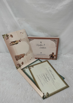 Royal Indian Wedding Invitation Card with Decorated Elephants and Arch Motif (AC-534) thumbnail 2
