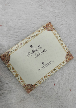 Cream and Gold Paisley Floral Wedding Invitation Card with Mandala Motif (AC-539) thumbnail 3