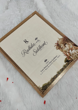 Cream and Brown Royal Bride Groom Illustration Wedding Card with Ornate Pattern (AC-587) thumbnail 3