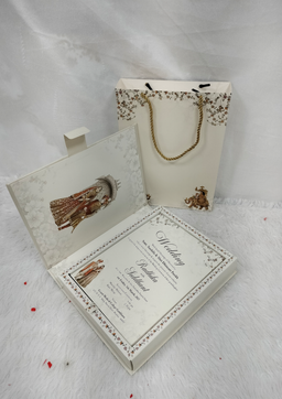 Cream Royal Elephant Procession and Ganesha Jharokha Wedding Invitation Card (AC-589) thumbnail 2