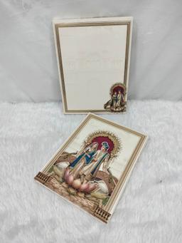 Cream Square Indian Wedding Invitation Card with Royal Couple and Palace Illustration (AC-591-Aakarshak) thumbnail 3