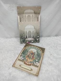 Traditional Pichwai Style Krishna Wedding Invitation Card with Lotus Pond Artwork (AC-592) thumbnail 2