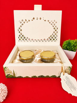 Cream Indian Wedding Box Invitation with Pichwai Palace Cows and Lotus Artwork (B-0104) thumbnail 6