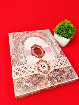 Pastel Pink Floral Archway Wedding Invitation Box Set with Lattice Band (B-0112) thumbnail 1