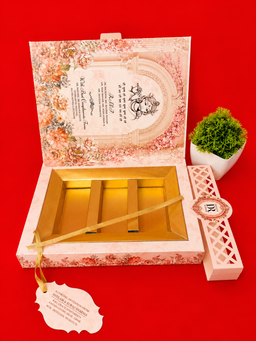 Pastel Pink Floral Archway Wedding Invitation Box Set with Lattice Band (B-0112) thumbnail 4