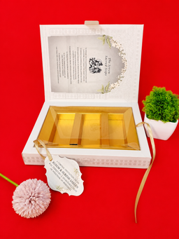Traditional Cream Arch Frame Wedding Invitation with Bride Groom Illustration (B-0113) thumbnail 3