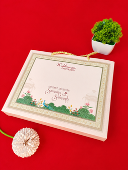 Teal Jharokha Wedding Invitation Card with Floral Arch and Peacock Motifs (B-0114) thumbnail 6