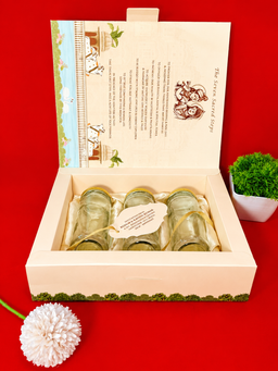 Cream and Teal Pichwai Style Wedding Box with Palace Artwork and Cow Motifs (B-0121) thumbnail 5