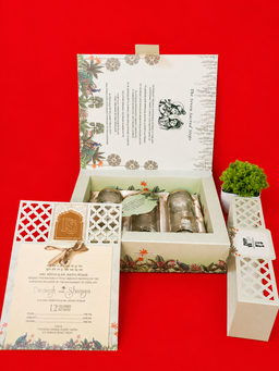 Cream and Sage Green Arch Wedding Card Box with Peacock Motifs (B-0122) thumbnail 3