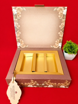 Brown and Gold Traditional Palace Arch Floral Wedding Invitation Box (B-0126) thumbnail 4