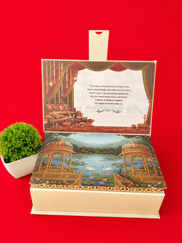 Traditional Indian Bride and Groom Artwork Wedding Invitation Box Design (B-0138) thumbnail 2