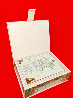 Indian Wedding Invitation Bag with Bride Groom Illustration and Traditional Decor (B-0149) thumbnail 4