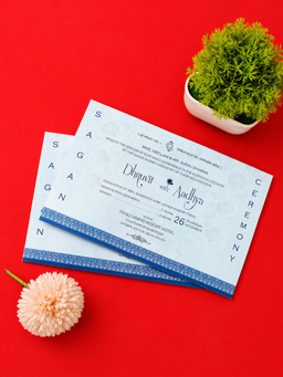 Blue Traditional Palace Architecture Wedding Invitation Box with Floral Cutouts (B-0151) thumbnail 5