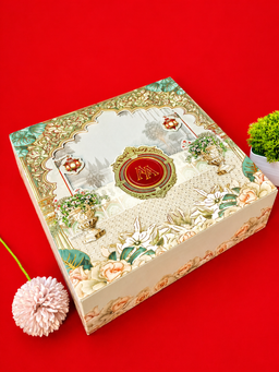 Royal Palace Garden Theme Wedding Invitation Box with Monogram Seal (B-0524) thumbnail 1