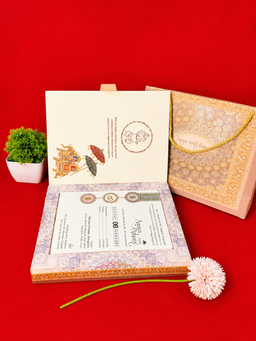 Traditional Indian Royal Couple Illustration Wedding Invitation Box in Purple (B-0537) thumbnail 2