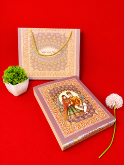 Traditional Indian Royal Couple Illustration Wedding Invitation Box in Purple (B-0537) thumbnail 3